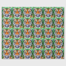 Krachtige botanische Tijgerwelp Cadeaupapier