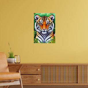 Krachtige botanische tijgerwelp poster