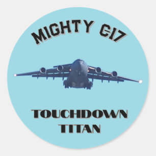 Krachtige C-17, Touchdown Titan Ronde Sticker