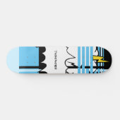Krachtige Comic Pop Art Pastel Blauwe Bliksem Skateboard (Horizontaal)