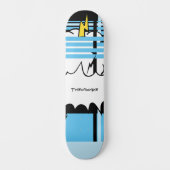 Krachtige Comic Pop Art Pastel Blauwe Bliksem Skateboard (Voorkant)