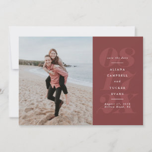 Krachtige elegante terracotta rode foto save the d date