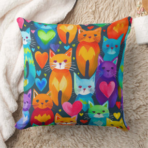 Krachtige en sombere kittens watercolorpatroon kussen