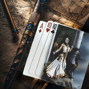 Krachtige Fantasie Tovenares Zwarte Draak Bescherm Pokerkaarten