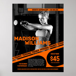 Krachtige Fel Oranje Personal Trainer Foto Poster