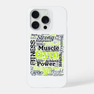 Krachtige fitness woordwolk voor de sportschool iPhone 15 pro hoesje