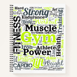 Krachtige fitness woordwolk voor de sportschool notitieboek