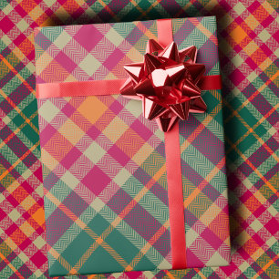 Krachtige Fuchsia Smaragdgroene Moderne Diagonale  Cadeaupapier
