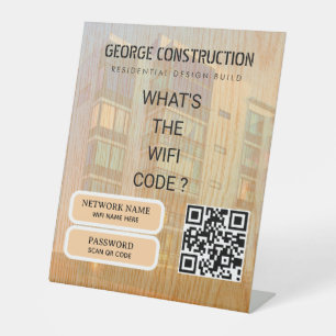 Krachtige Gegoten Houten Textuur Constructie Zakel Reclamebord Met Voetstuk