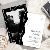 Krachtige Golvende Zijframekrul Moderne Trouwdag Kaart