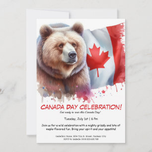 Krachtige Grizzlybeer & Canadees Canada Day Kaart