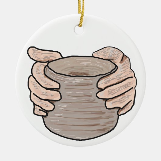 Krachtige handen keramisch ornament (Voorkant)