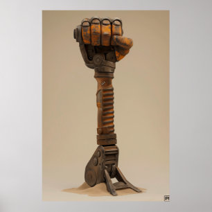 Krachtige Jackhammer Fist 3D Render Poster