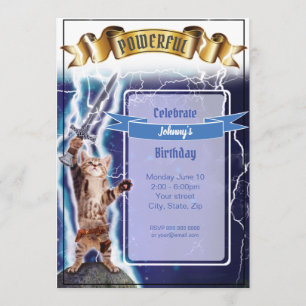 Krachtige kat-uitnodiging kaart