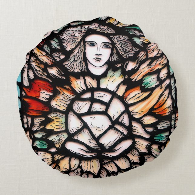 Krachtige kleuren rond polyesterkussens rond kussen (Achterkant)