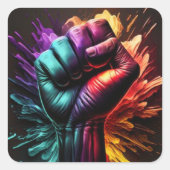 Krachtige kleuren vierkante sticker (Voorkant)