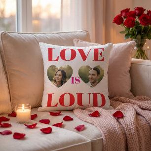 Krachtige Liefde Is Luid Hart Typografie Valentijn Kussen