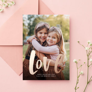Krachtige liefde roze goud één foto Valentijn Folie Feestdagenkaart