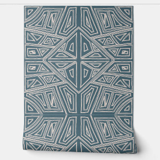 Krachtige Lijnen - Symmetrische Tegel - Turquoise  Behang