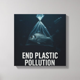 Krachtige maritieme redding einde plasticvervuilin canvas afdruk