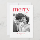 Krachtige Minimalistische Rode Prettig Kerstmis Tr Feestdagenkaart (Voorkant)