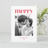 Krachtige Minimalistische Rode Prettig Kerstmis Tr Feestdagenkaart (Staand voorkant)