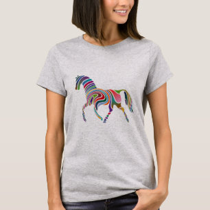 Krachtige regenboogkleuren paard Elegant kleurig T-shirt