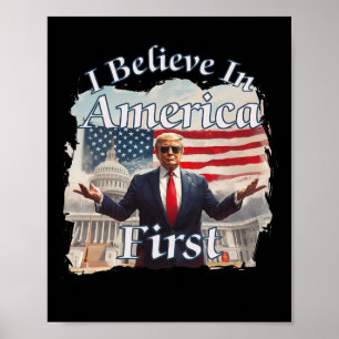 Krachtige Retro Politieke Slogan Amerika Eerste D Poster