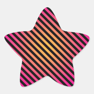Krachtige Roze Gele Zwarte Diagonale Strepen Ster Sticker