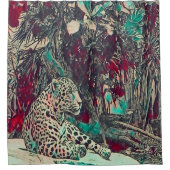 Krachtige rustende jaguar douchegordijn (Voorkant)