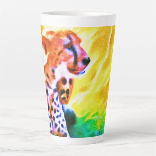 Krachtige Schetah Dierenschildering. Bestel nu Latte Mok (Voorkant)