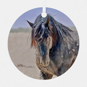 Krachtige versiering van de hengst metalen ornament