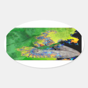 KRACHTIGE VROUWEN IN GROENE GELLOW OVALE STICKER