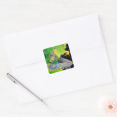 KRACHTIGE VROUWEN IN GROENE GELLOW VIERKANTE STICKER (Envelop)