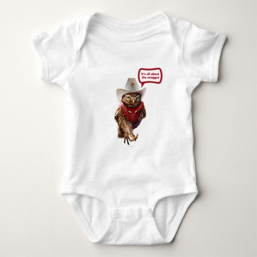 Krachtige Westerne Sheriff Owl met Attitude & Swag Romper (Voorkant)