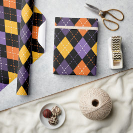 Krachtige zwarte en Oranje halloween stitching Cadeaupapier