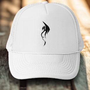Krachtige Zwarte Witte Tribale Draak Illustratie O Trucker Pet