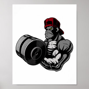 Krachttraining Workout Bodybuilding Gorilla Gym Poster