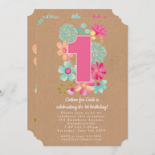 Kraft 1e Jubileum Verjaardagsbedrijf Party Kaart (Voorkant / Achterkant)