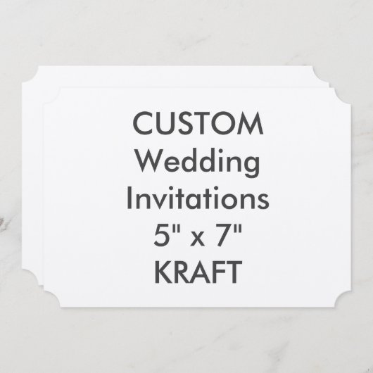 KRAFT 7" x 5" Invitations de mariage de billets (Devant / Derrière)