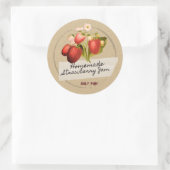 Kraft aardbeienjam op maskerend tapelabel ronde sticker (Tas)