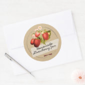 Kraft aardbeienjam op maskerend tapelabel ronde sticker (Envelop)
