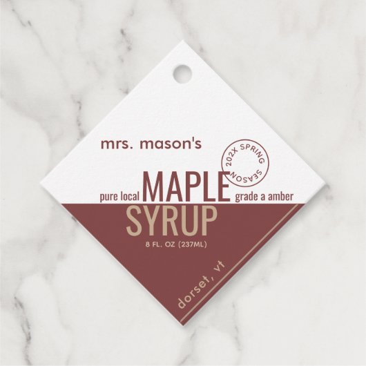 Kraft and Red Maple Syrup Nutrition Facts Bedankjes Labels (Voorkant)