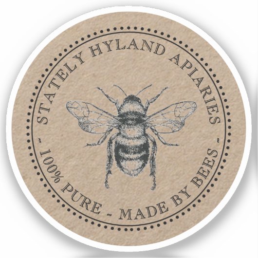 Kraft Apiary 100% puur gemaakt door bijen honing Sticker (Voorkant)