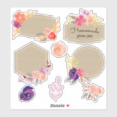 kraft automne floral violet et pêche étiquettes (Feuille)