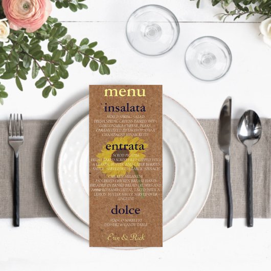 Kraft Autumn Bride Sunflower Shower Menu