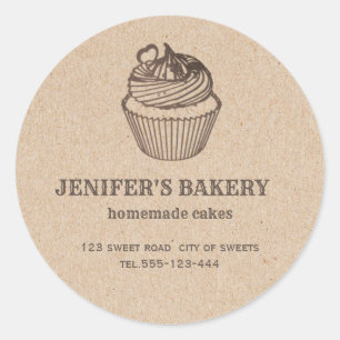 Kraft bakkerij Zelfgemaakte cupcakes en snoepjes C Ronde Sticker