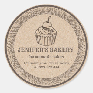 Kraft bakkerij Zelfgemaakte cupcakes en snoepjes C Ronde Sticker