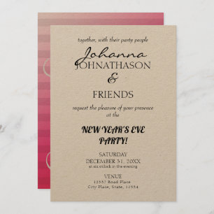Kraft Beach Pink Monogram Funny NYE Kaart