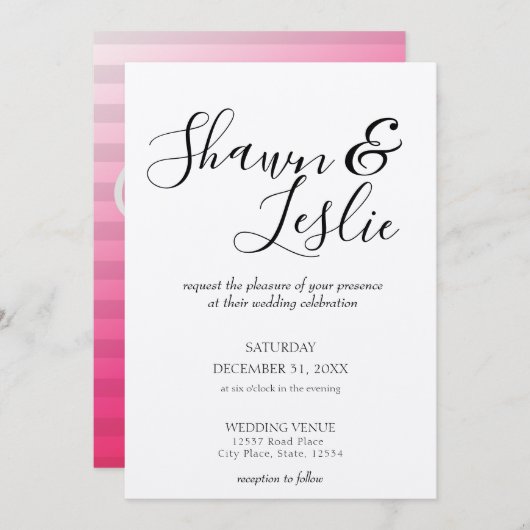 Kraft Beach roze Moderne Weddenschap V2 Kaart (Voorkant / Achterkant)